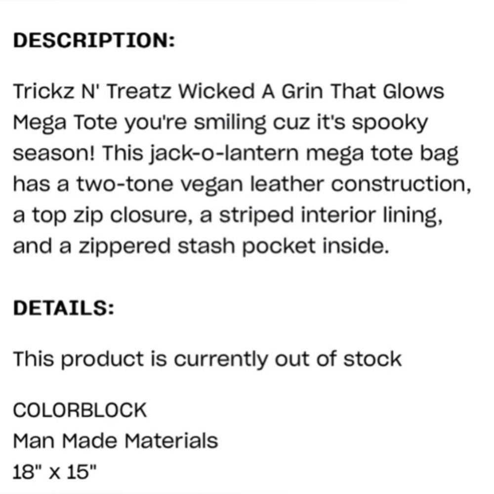 LAST CHANCE 🎃TODAY ONLY !Dolls Kill “Wicked O Grin huge bag - Picture 2 of 3